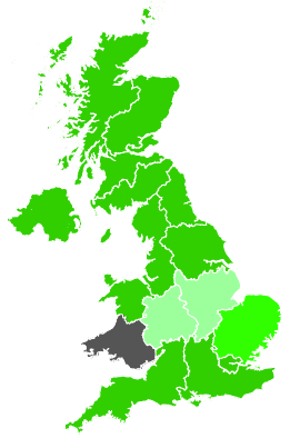 Click on a region for air pollution levels for 22/02/1992