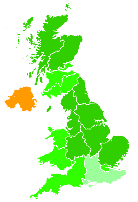 Click on a region for air pollution levels for 22/02/1993