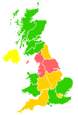 Click on a region for air pollution levels for 22/02/1994