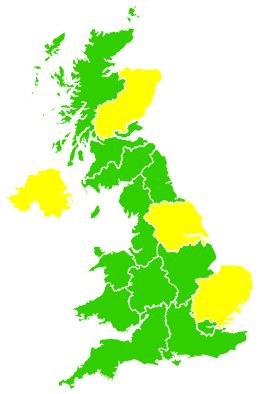 Click on a region for air pollution levels for 22/02/2004