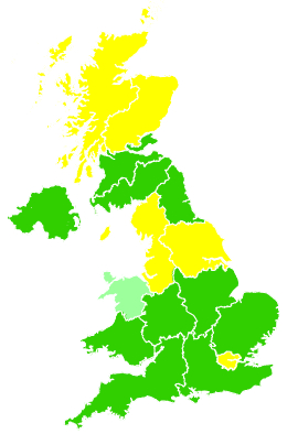 Click on a region for air pollution levels for 22/02/2008