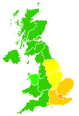 Click on a region for air pollution levels for 22/02/2011