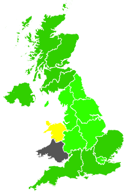 Click on a region for air pollution levels for 22/03/1988