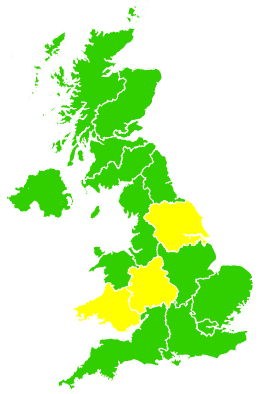 Click on a region for air pollution levels for 22/03/1997
