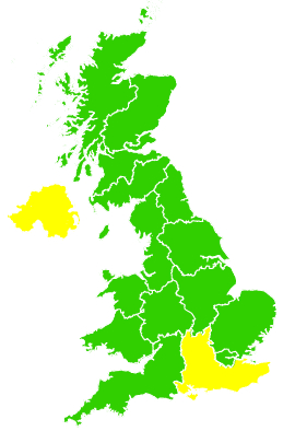 Click on a region for air pollution levels for 22/03/1998