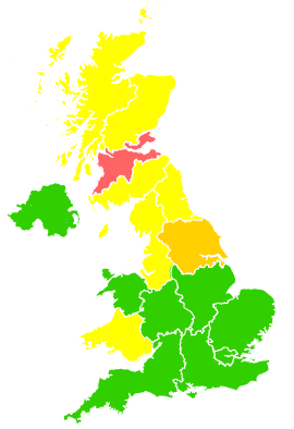 Click on a region for air pollution levels for 22/03/2003