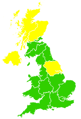 Click on a region for air pollution levels for 22/03/2004