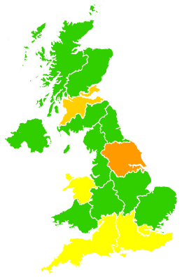 Click on a region for air pollution levels for 22/03/2005