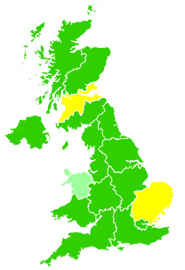 Click on a region for air pollution levels for 22/03/2006