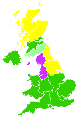 Click on a region for air pollution levels for 22/03/2008