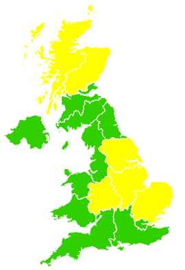Click on a region for air pollution levels for 22/03/2009