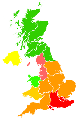 Click on a region for air pollution levels for 22/03/2012