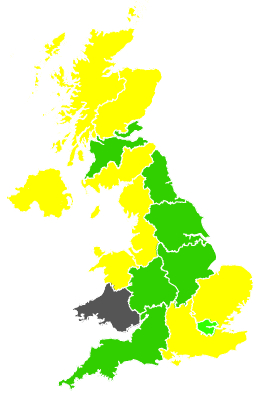Click on a region for air pollution levels for 22/04/1990