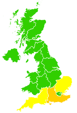 Click on a region for air pollution levels for 22/04/1994