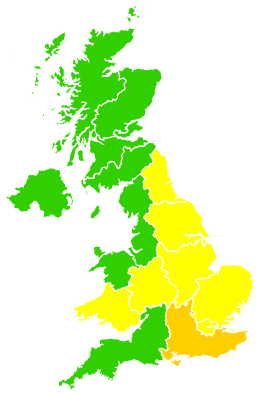 Click on a region for air pollution levels for 22/04/1998