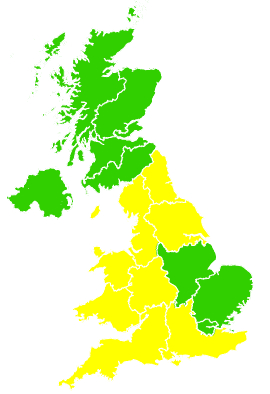 Click on a region for air pollution levels for 22/04/1999