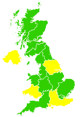 Click on a region for air pollution levels for 22/04/2000