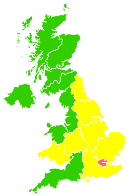 Click on a region for air pollution levels for 22/04/2001