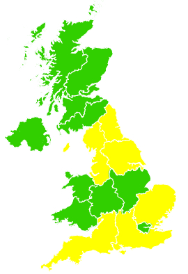 Click on a region for air pollution levels for 22/04/2004