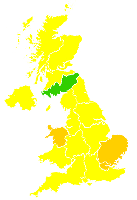 Click on a region for air pollution levels for 22/04/2005