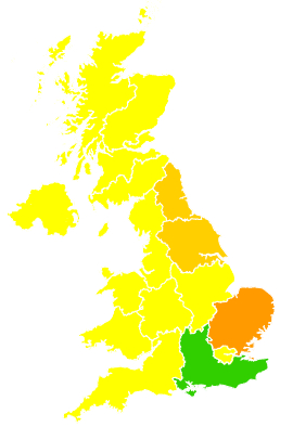 Click on a region for air pollution levels for 22/04/2008