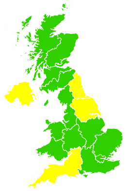 Click on a region for air pollution levels for 22/04/2015
