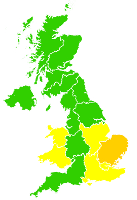 Click on a region for air pollution levels for 22/04/2018