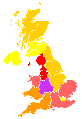 Click on a region for air pollution levels for 22/05/1992