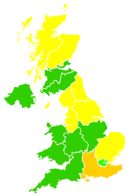Click on a region for air pollution levels for 22/05/1993