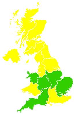 Click on a region for air pollution levels for 22/05/1994