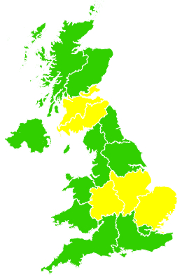 Click on a region for air pollution levels for 22/05/2004