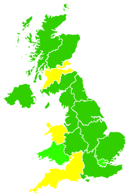 Click on a region for air pollution levels for 22/06/1992