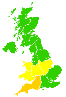 Click on a region for air pollution levels for 22/06/1995