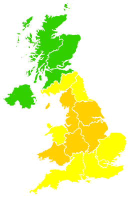 Click on a region for air pollution levels for 22/06/2003