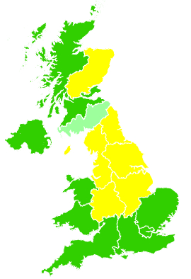 Click on a region for air pollution levels for 22/06/2004
