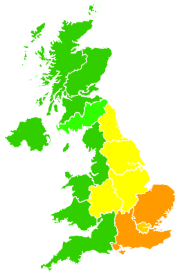 Click on a region for air pollution levels for 22/06/2005