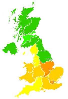 Click on a region for air pollution levels for 22/06/2017