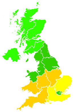 Click on a region for air pollution levels for 22/06/2022