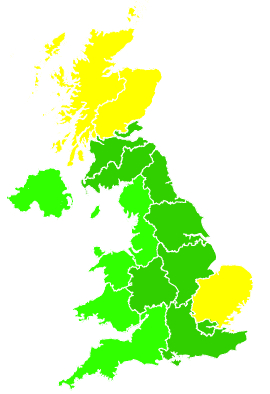 Click on a region for air pollution levels for 22/06/2025