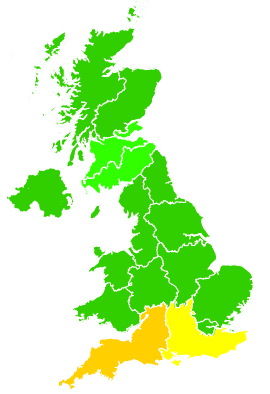 Click on a region for air pollution levels for 22/06/2026
