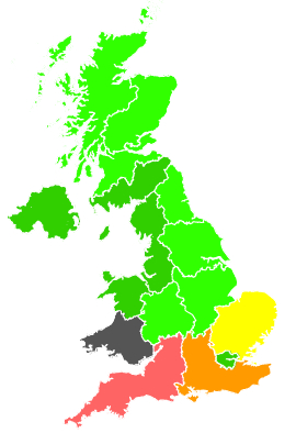 Click on a region for air pollution levels for 22/07/1990