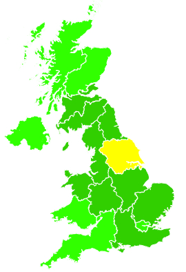 Click on a region for air pollution levels for 22/07/1992