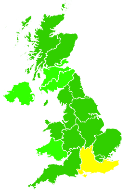 Click on a region for air pollution levels for 22/07/1995