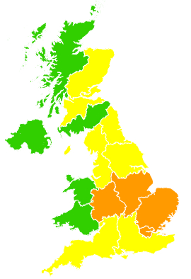 Click on a region for air pollution levels for 22/07/2006