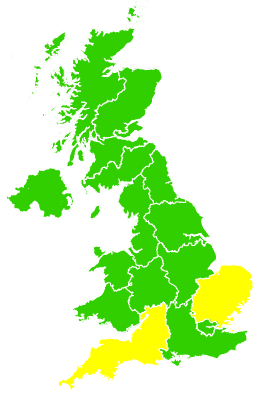Click on a region for air pollution levels for 22/07/2007