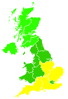 Click on a region for air pollution levels for 22/07/2012
