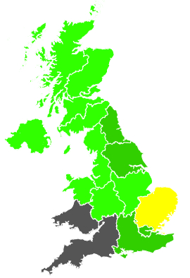 Click on a region for air pollution levels for 22/08/1990