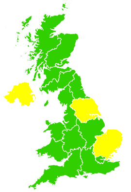Click on a region for air pollution levels for 22/08/1999