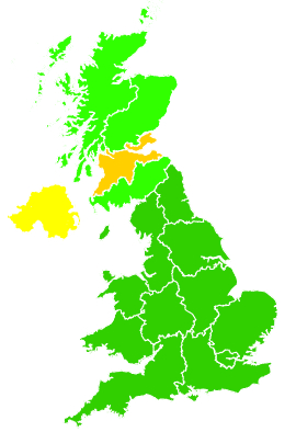 Click on a region for air pollution levels for 22/08/2000