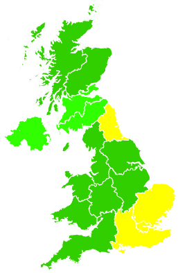 Click on a region for air pollution levels for 22/08/2001